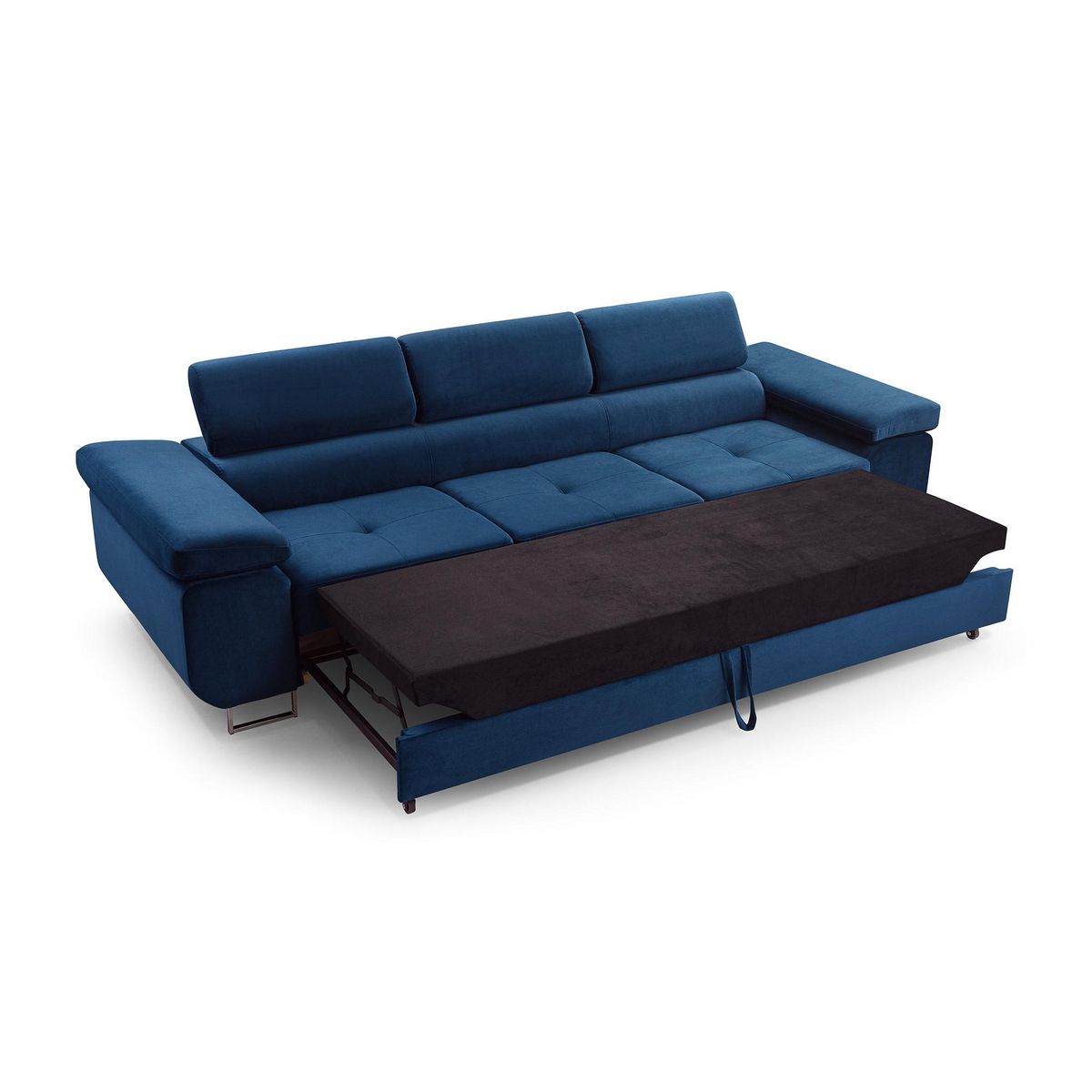 BEST MOBILIER Pablo - canapé 3 places - convertible avec têtières réglables - en velours