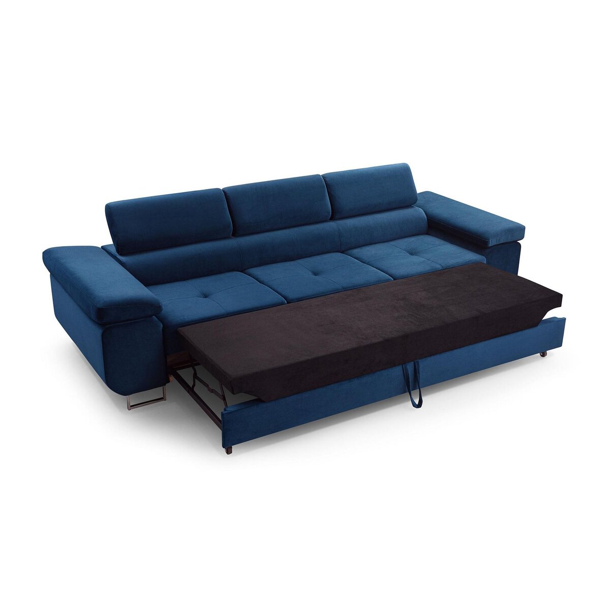 BEST MOBILIER Pablo - canapé 3 places - convertible avec têtières réglables - en velours