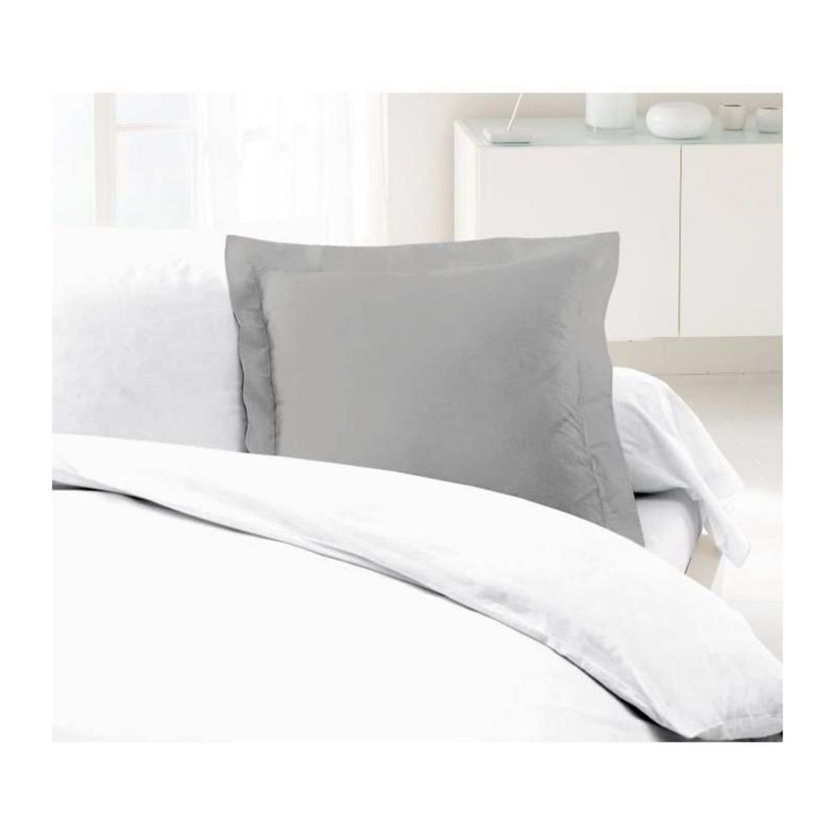 LOVELY HOME LOVELY HOME Lot de 2 Taies dOreillers 100% coton 63x63 cm - Gris clair