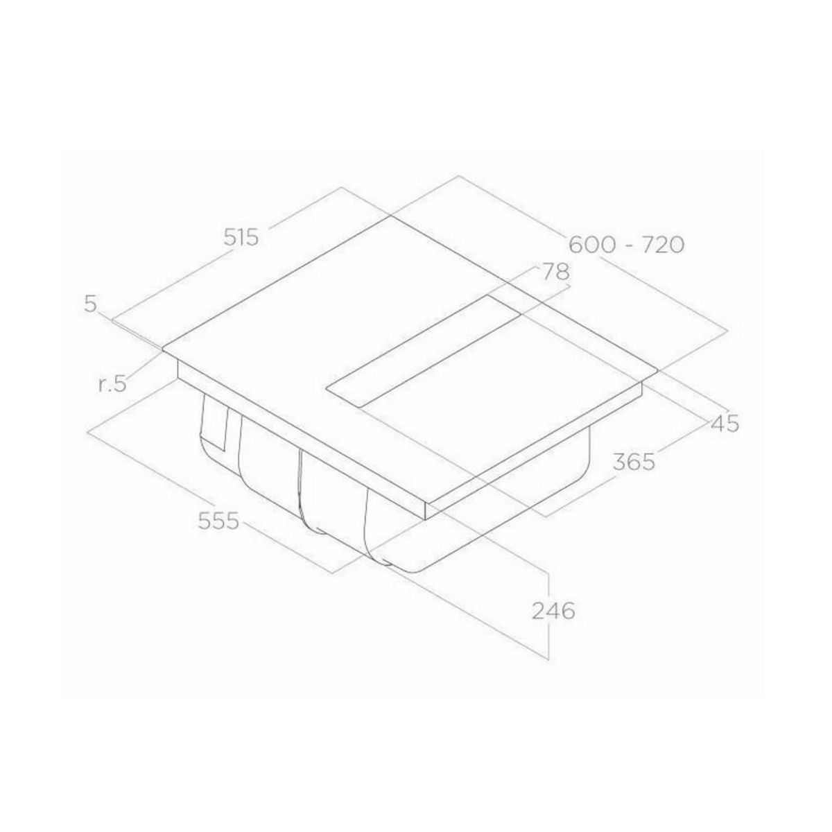 ELICA Table de cuisson aspirante induction 72cm 4 feux 7500w noir - prf0167054