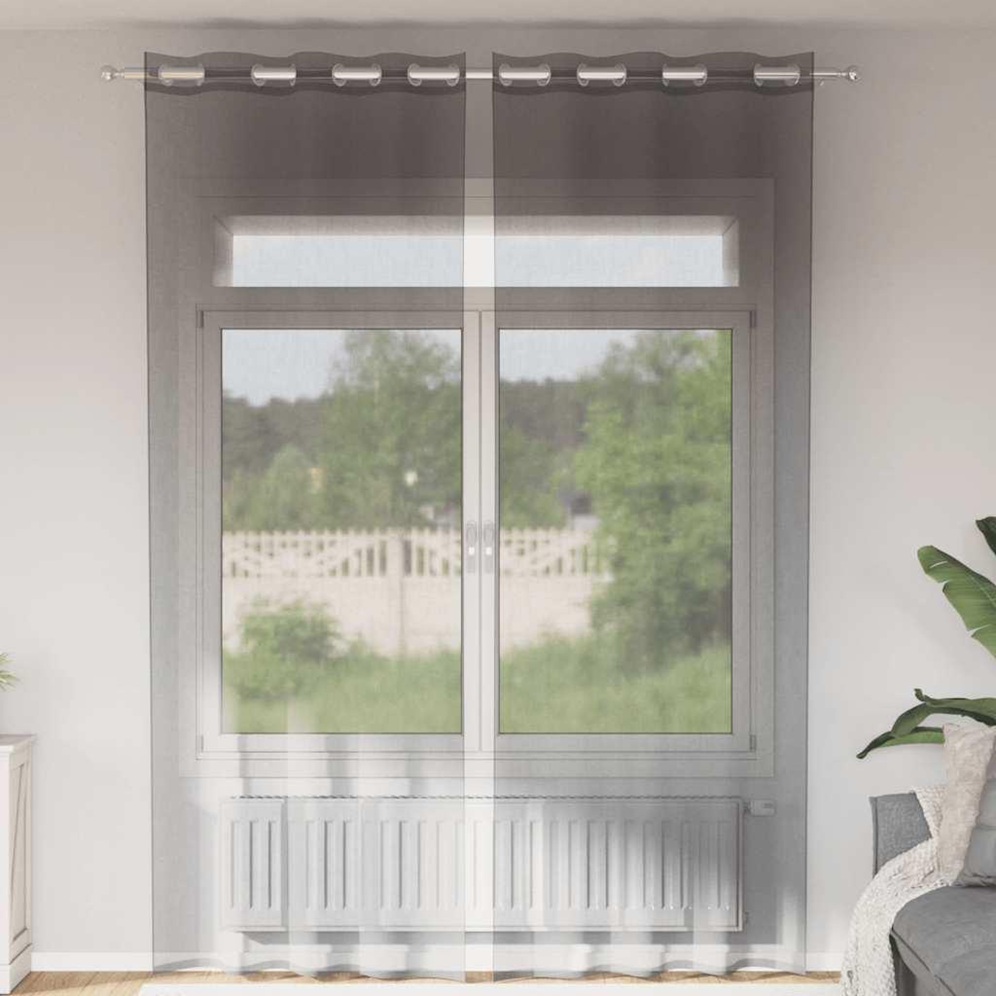 VIDAXL Rideaux en voile avec œillets 2 pcs gris fonce 140x260 cm