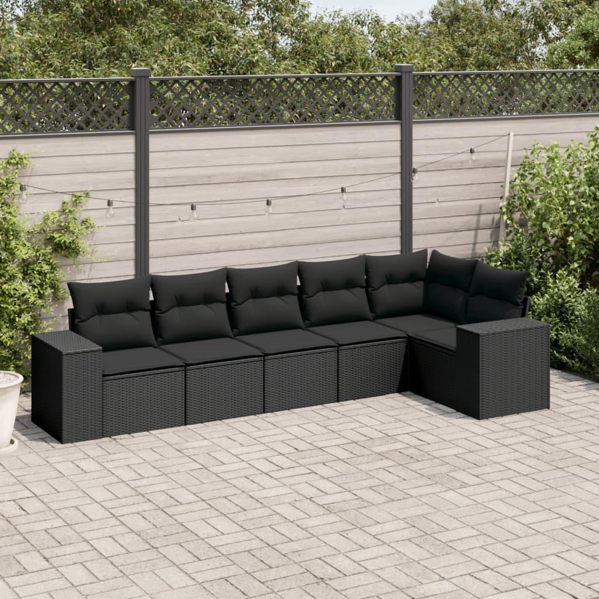 VIDAXL Salon de jardin 6 pcs avec coussins noir resine tressee