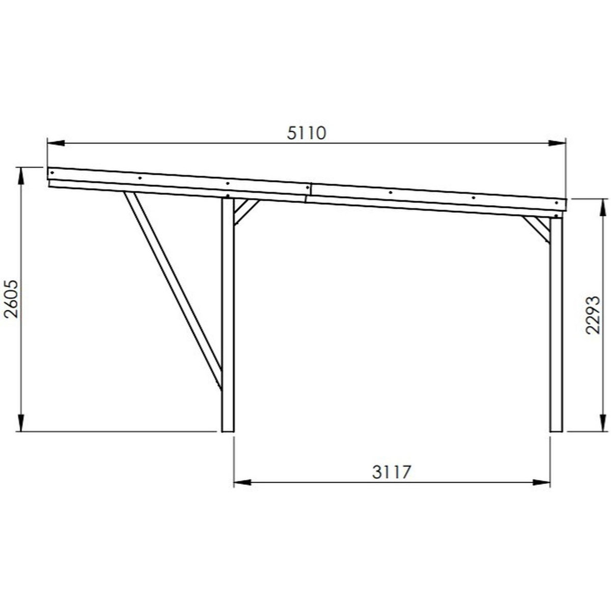 Forest Style Carport toit plat - Bois traité autoclave - 16,5 m² - VICTOR MODERN