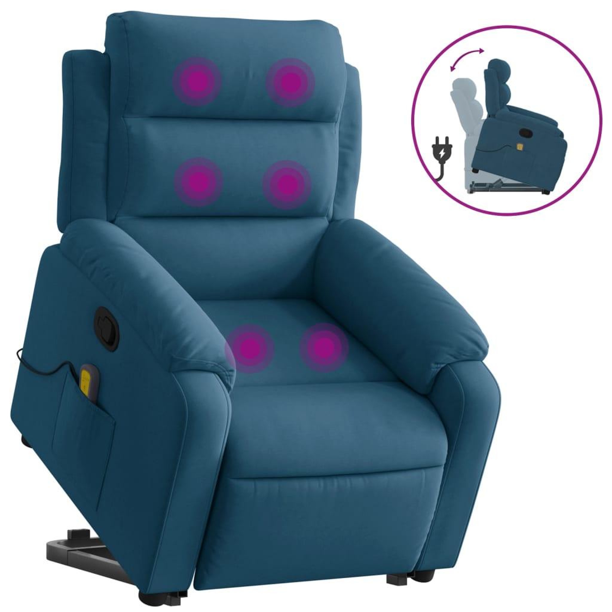 Voir la diapositive 2 : VIDAXL Fauteuil de massage inclinable Bleu Velours