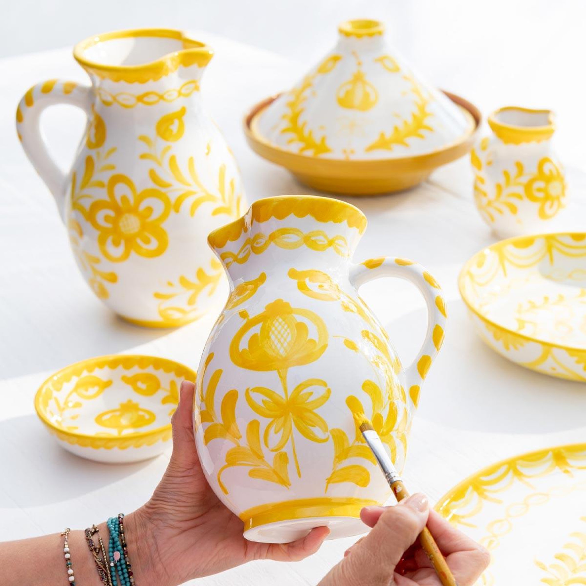 Voir la diapositive 3 : J-LINE Pichet en céramique  granada  3,3l jaune