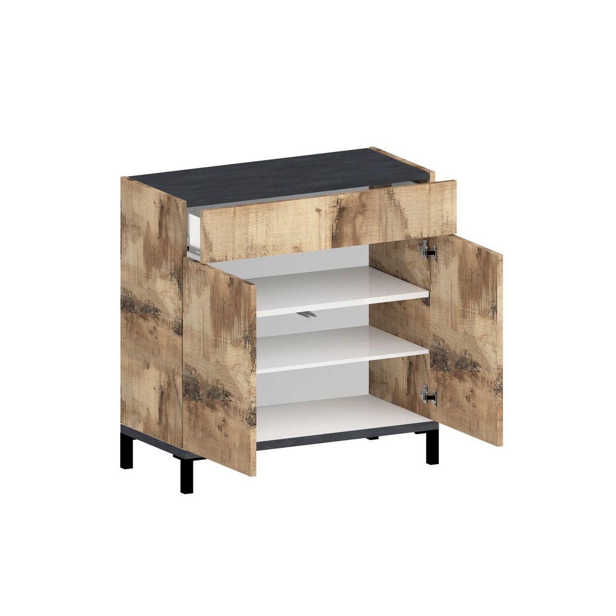 Commode meuble à chaussures 2 portes 1 tiroir L80cm BARI