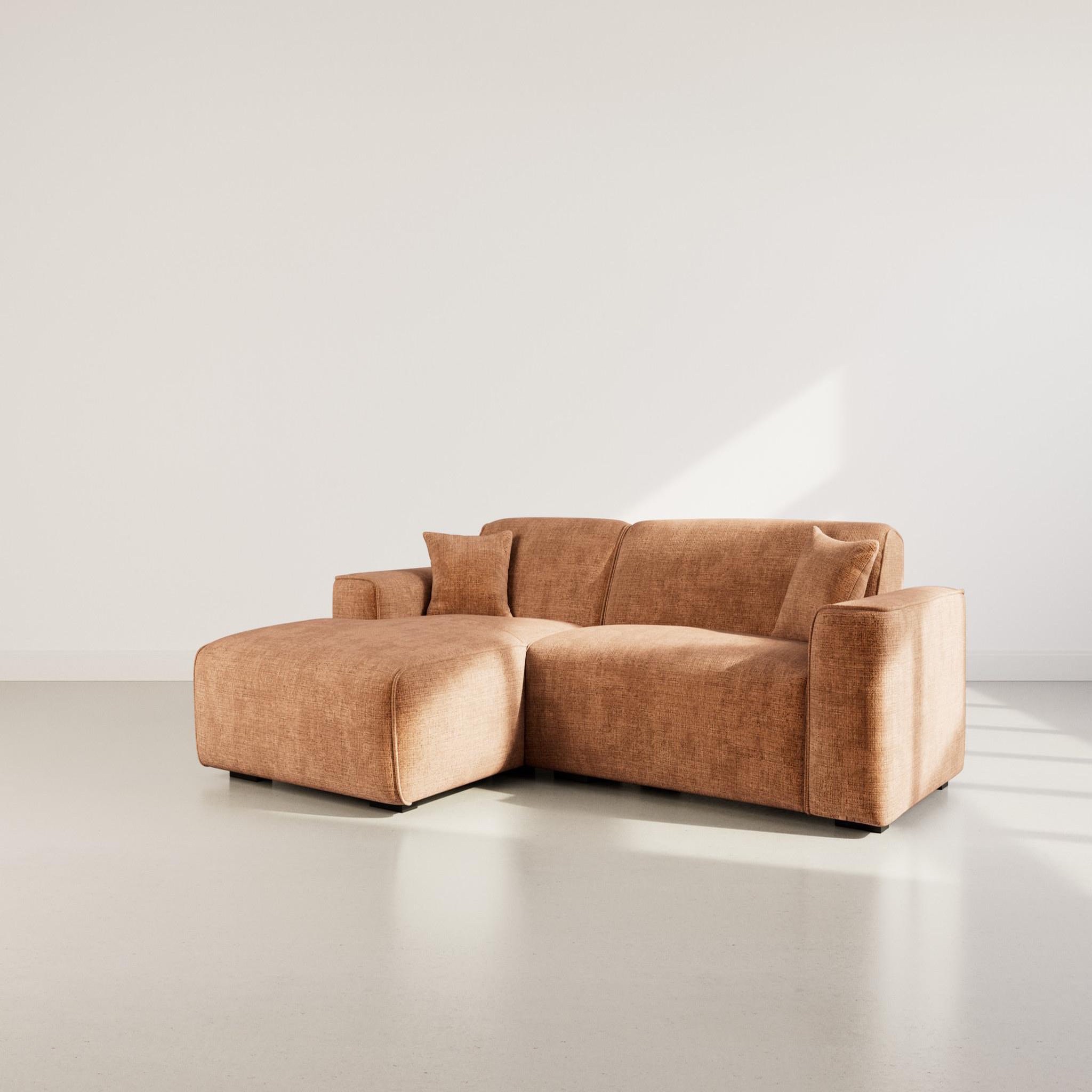Voir la diapositive 3 : BEST MOBILIER Lison - canapé d'angle gauche 4 places en velours texturé