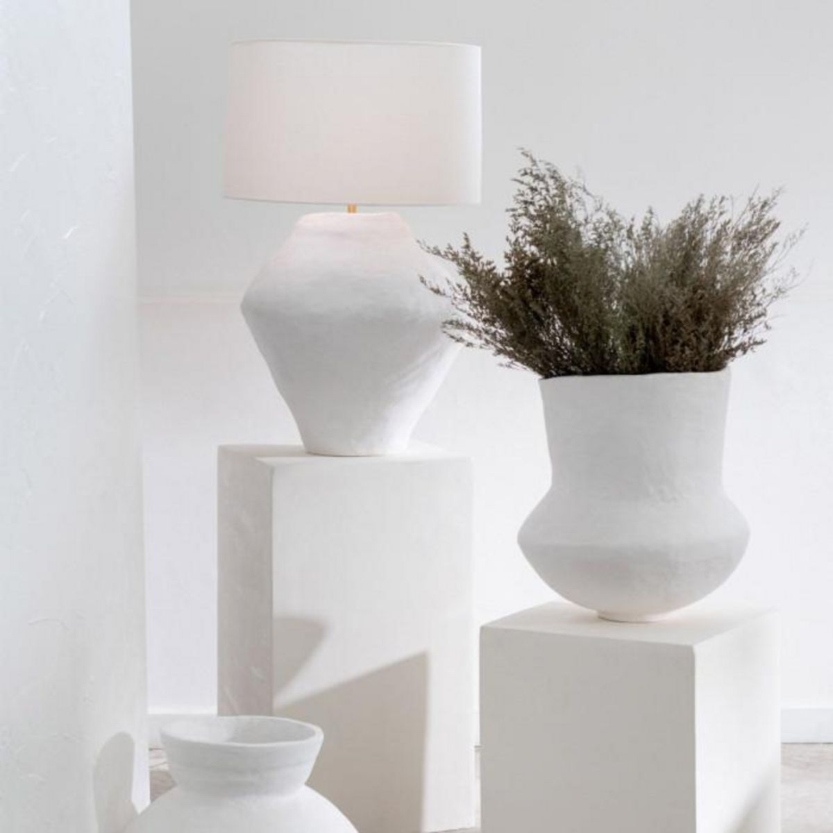 Paris Prix Lampe à Poser Papier Mâché  Bali Bliss  85cm Blanc