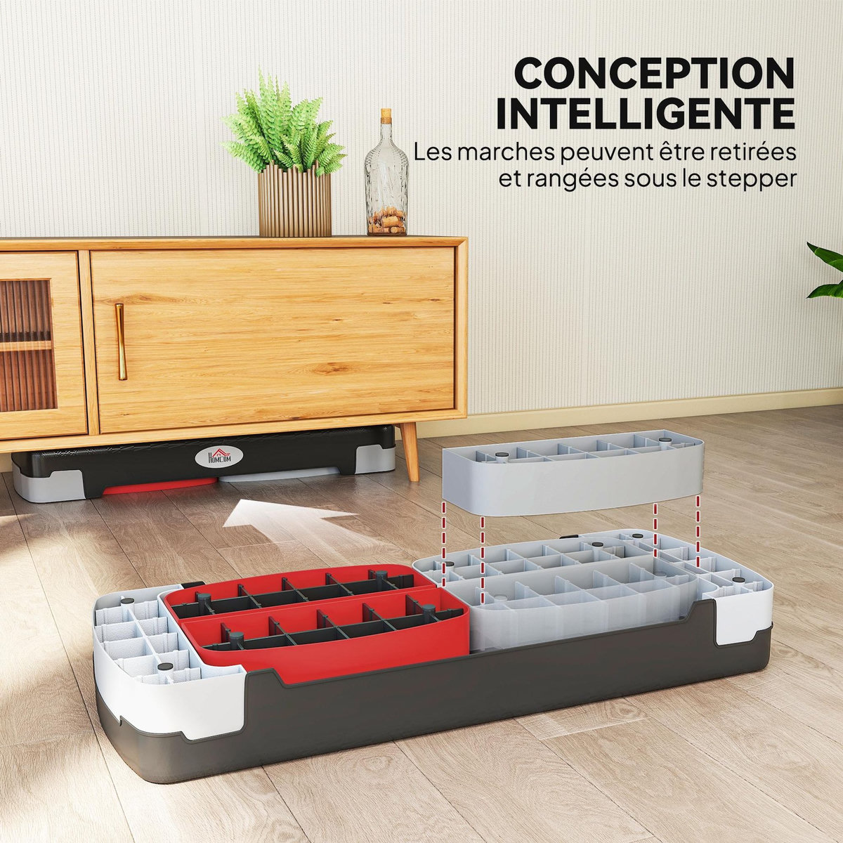 HOMCOM Stepper fitness aerobic - collaboration Aosom.fr x FFHandball - hauteur reglable surface antiderapante - noir gris