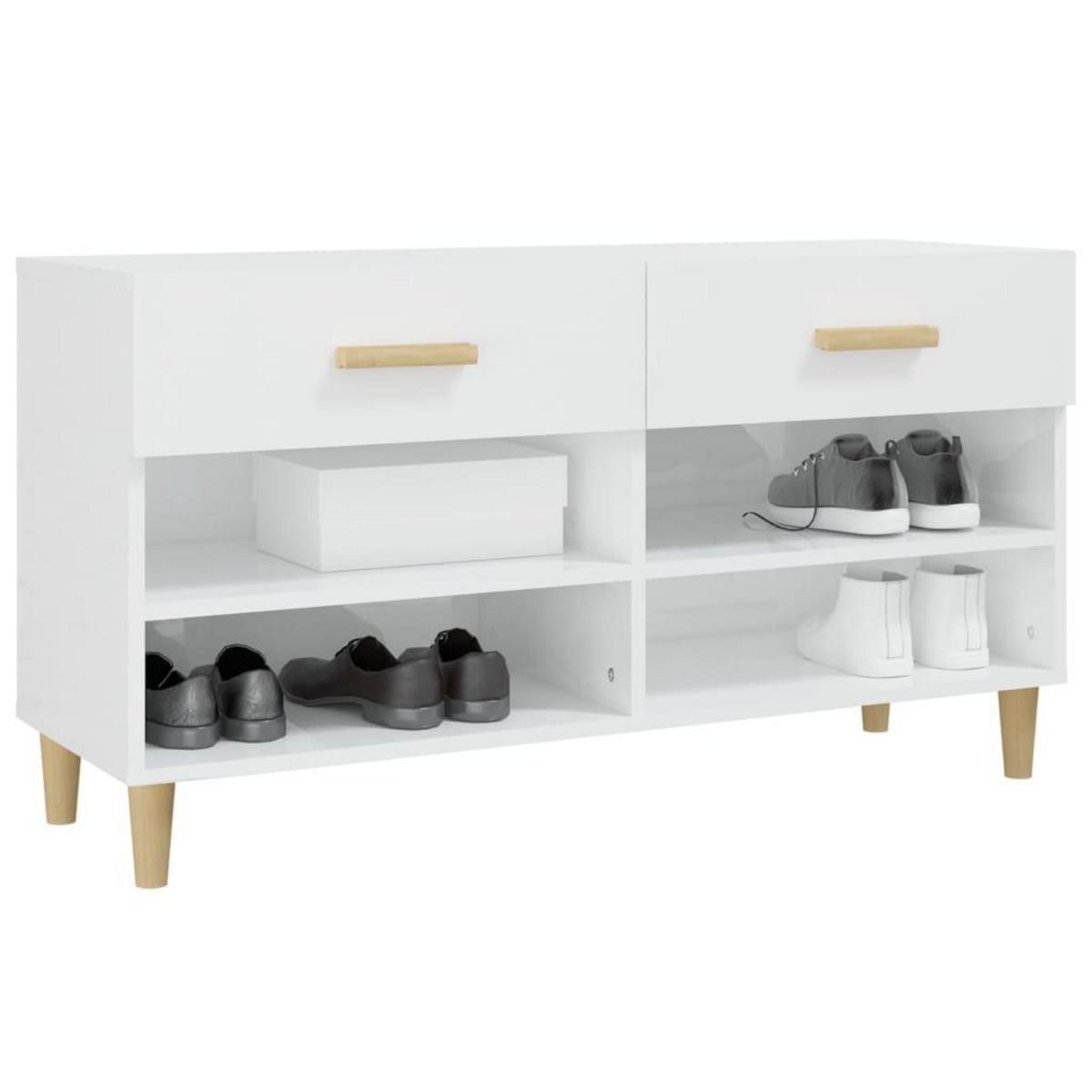 VIDAXL Armoire a chaussure Blanc brillant 102x35x55 cm Bois ingenierie