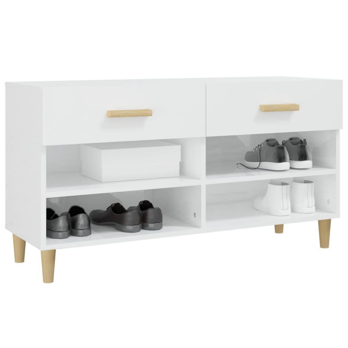 VIDAXL Armoire a chaussure Blanc brillant 102x35x55 cm Bois ingenierie
