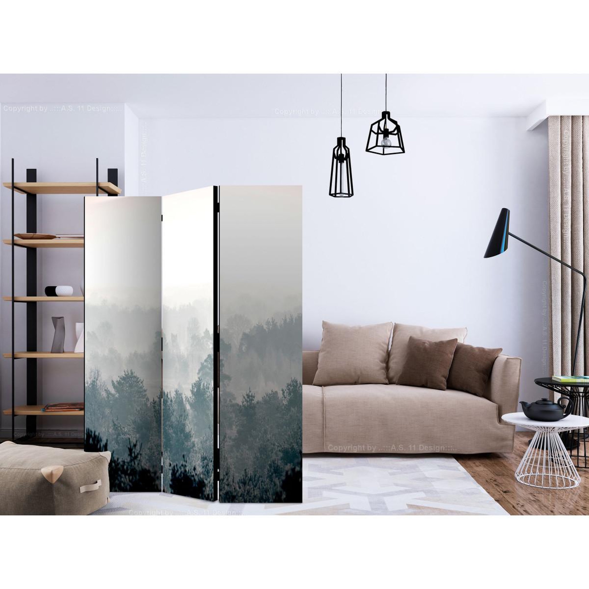 Voir la diapositive 2 : Paris Prix Paravent 3 volets  winter forest  135x172cm