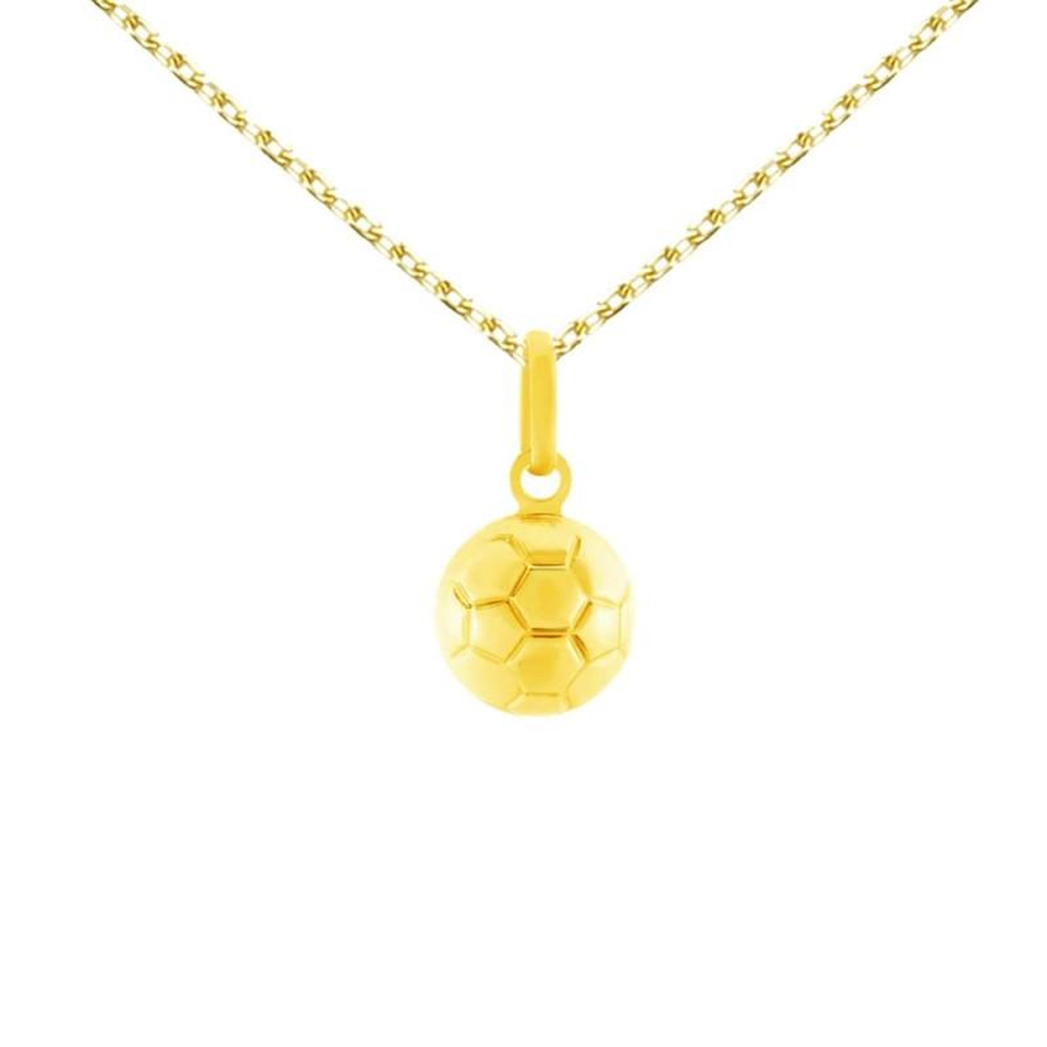 L'ATELIER D'AZUR Collier - Pendentif Ballon de Foot Or Jaune - Chaine Dorée Offerte - Enfant