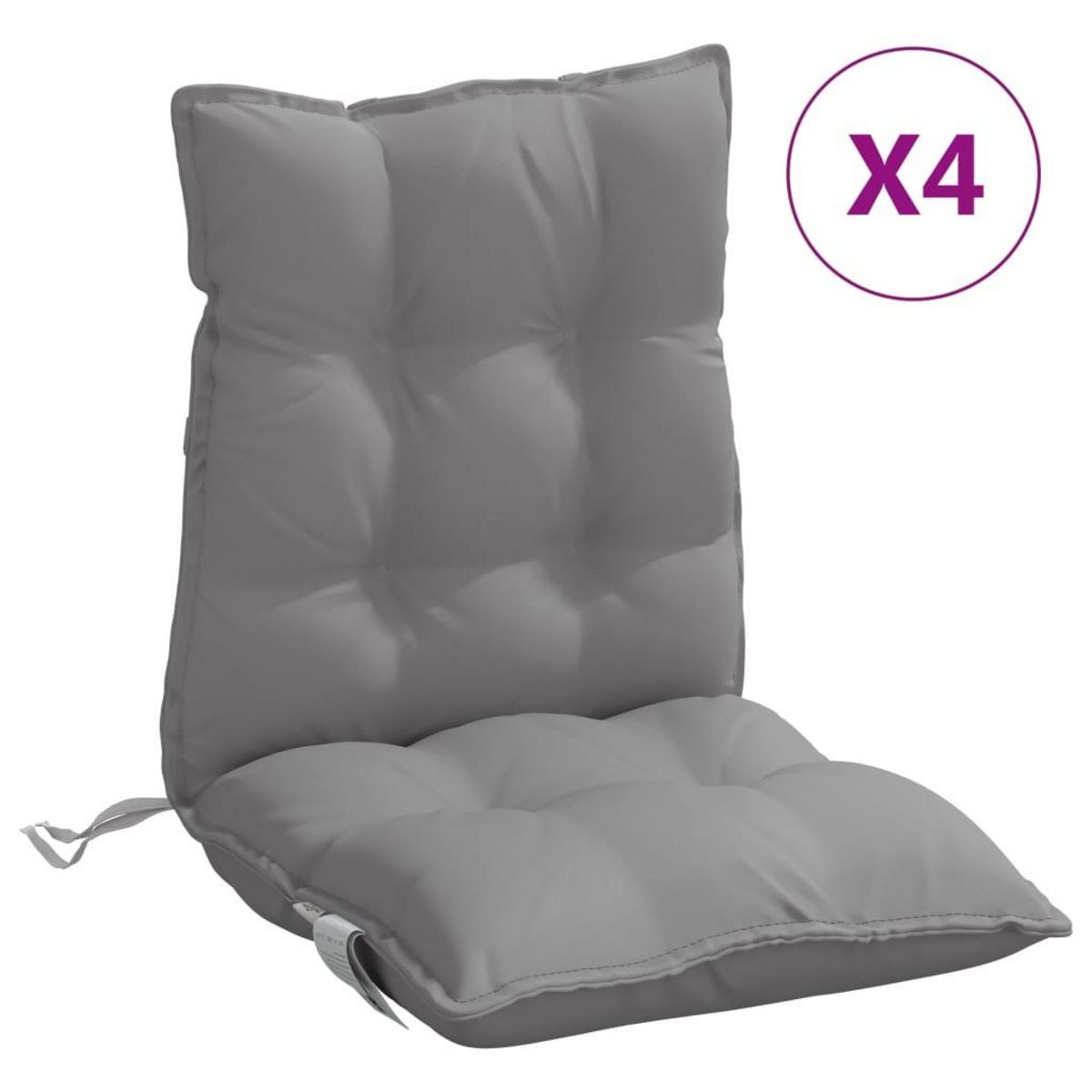 VIDAXL Coussins de chaise a dossier bas lot de 4 gris tissu oxford