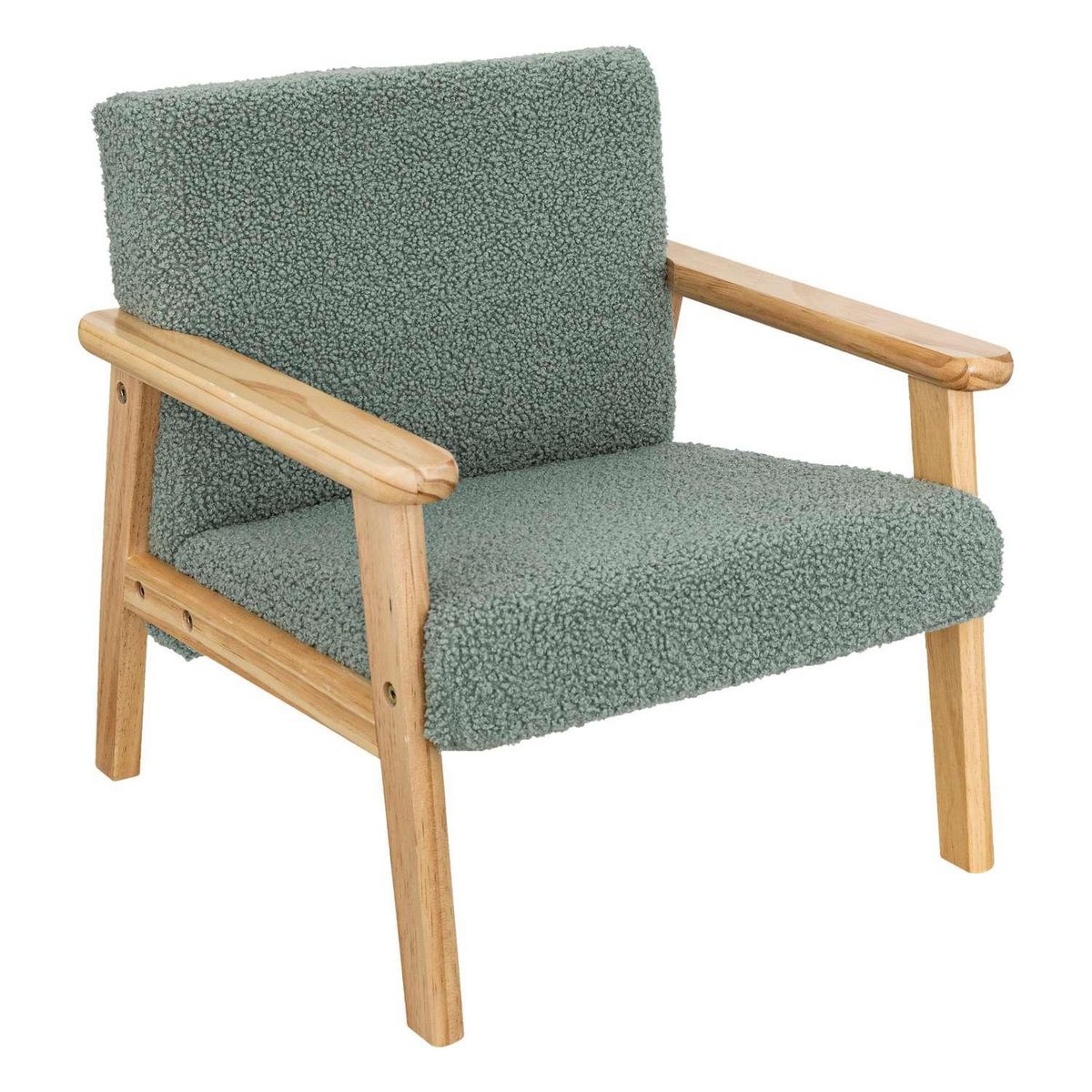 ATMOSPHERA Fauteuil enfant en bois et bouclette TEDDY - Vert céladon