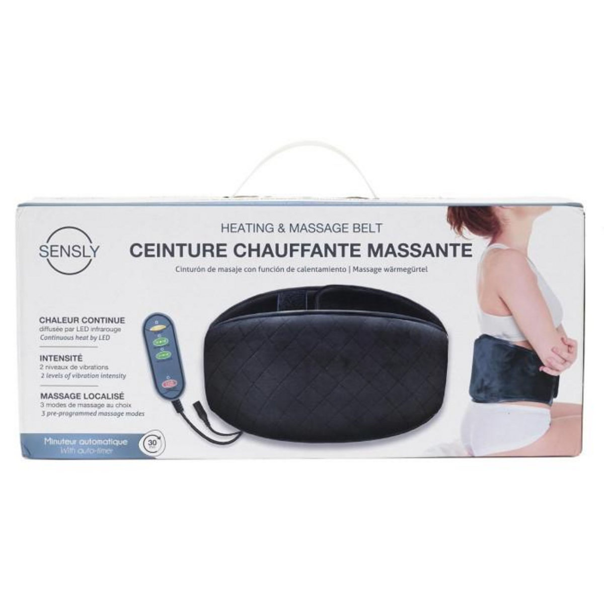 Paris Prix Ceinture Chauffante  Massante  114cm Noir