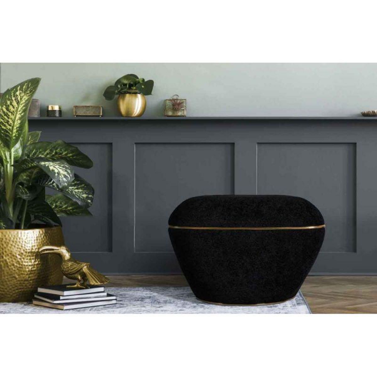 Paris Prix Tabouret Carré Déco  Contessa  60cm Noir & Or