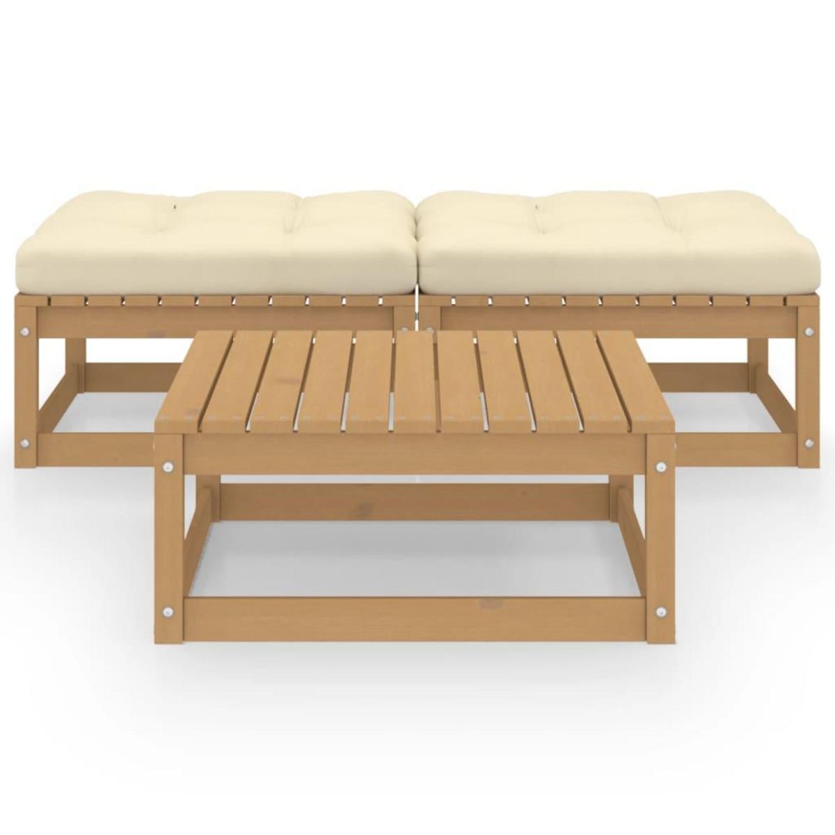 VIDAXL Salon de jardin 3 pcs avec coussins Bois de pin massif