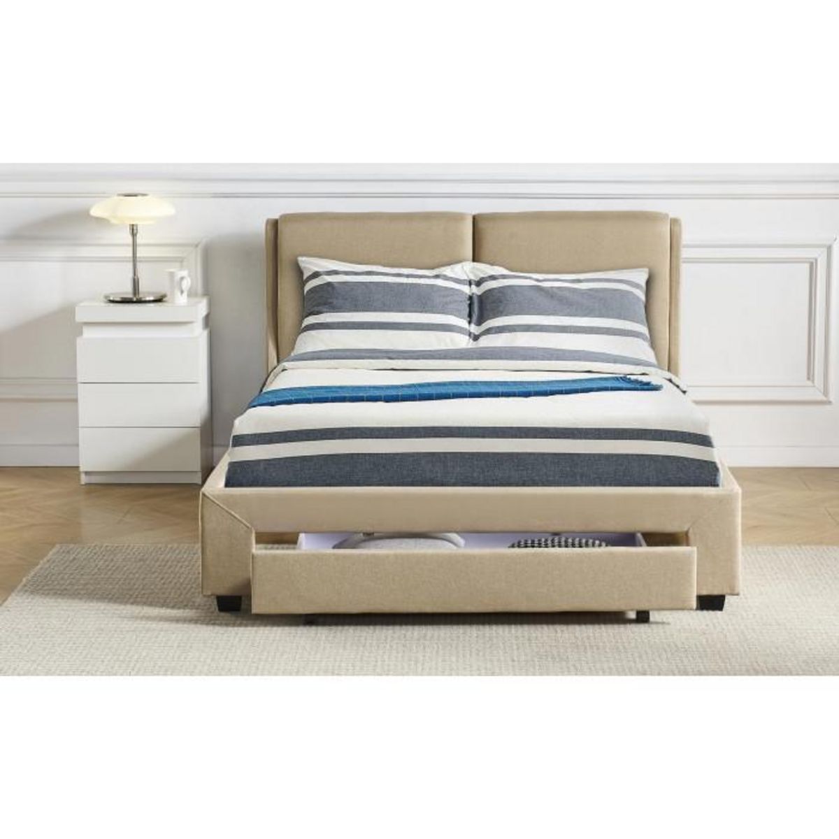 Paris Prix Lit Adulte avec Tiroir  Mariam  140x190cm Beige