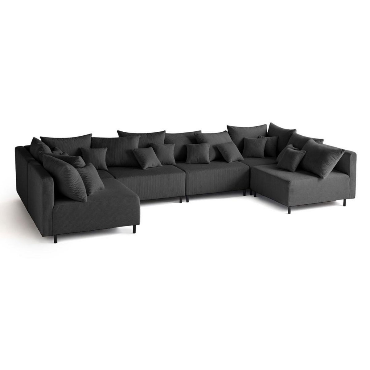 LISA DESIGN Edinburg - canapé modulable panoramique 6 places - en velours côtelé