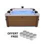 Voir la diapositive 2 : MSpa Spa rigide 6 places hydromassages. 4 coussins + 8 filtres. OSLO AMBER. beige. L 160 x P 160 x H 65 cm