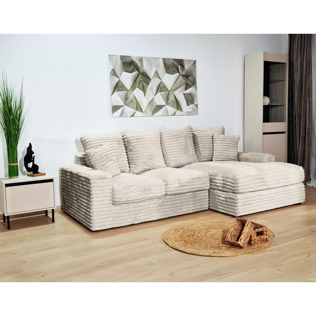 LISA DESIGN Andy - canapé d'angle droit 4 places en fausse fourrure côtelée