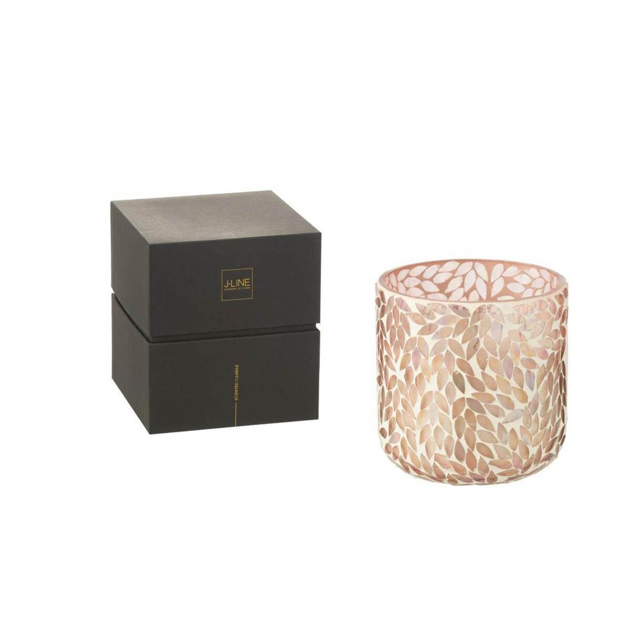 Voir la diapositive 2 : J-LINE Bougie parfumée mosaïque  cyra  15cm tender rose