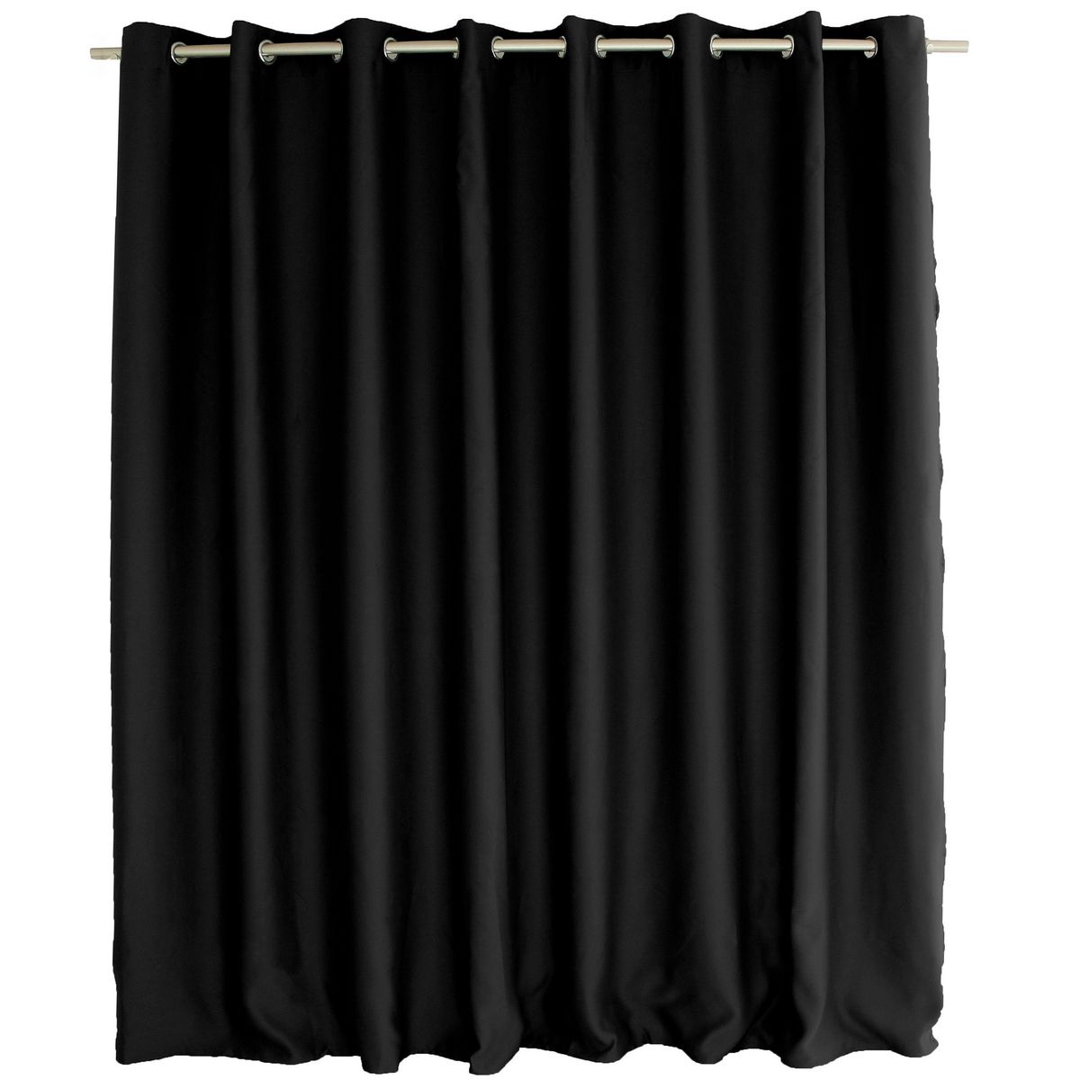 TOILINUX Lot de 2 grands Rideaux unis occultants avec œillets - 300 x 240 cm - Noir