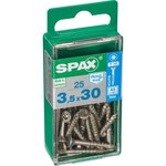 CENTRALE BRICO Lot de 25 vis inox tête fraisée torx SPAX, Diam.3.5 mm x L.30 mm