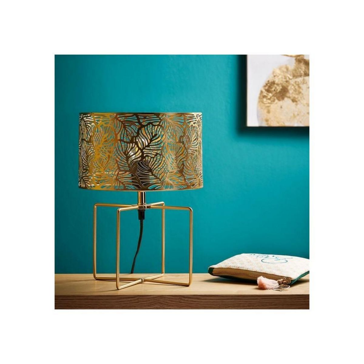 OSTARIA Lampe métal ajouré Calathéa doré