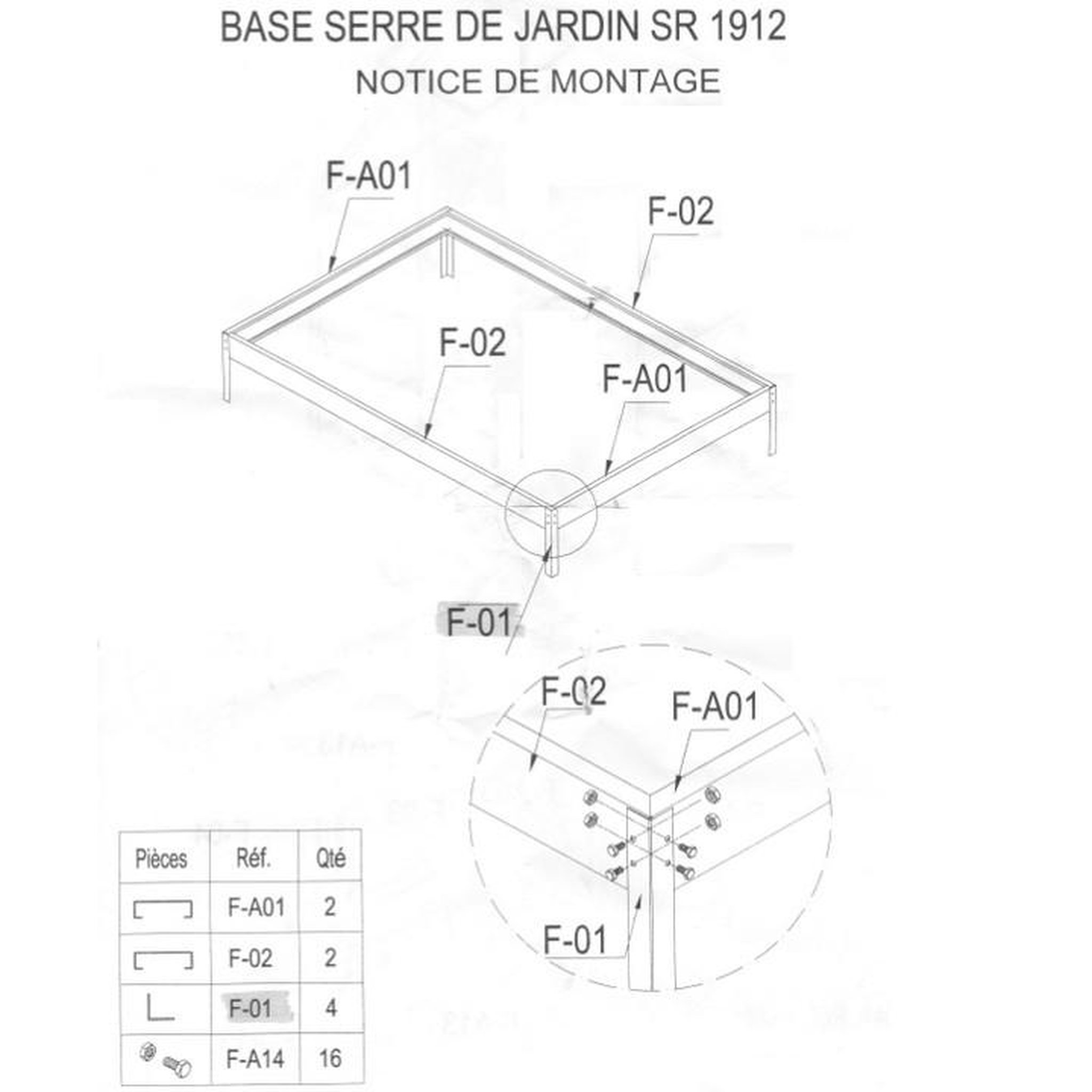 Voir la diapositive 2 : Hisense Option base pour serre jardin 2.50m² - basesr1912