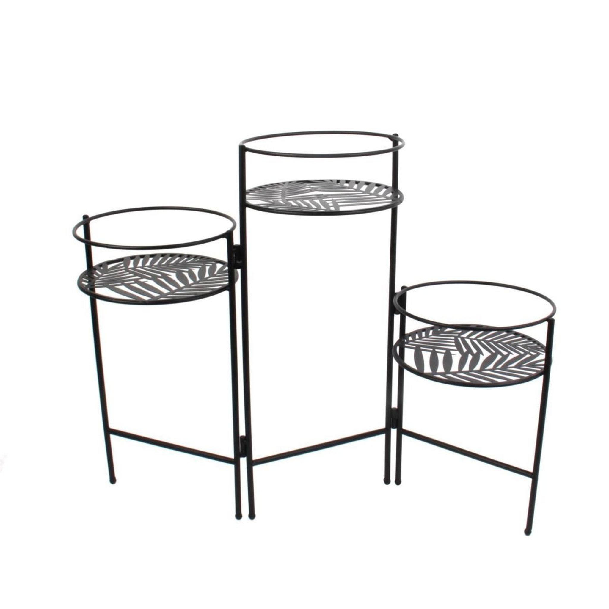 Voir la diapositive 2 : The Home Deco Factory Porte-Plantes 3 Niveaux  Éventail  66cm Noir