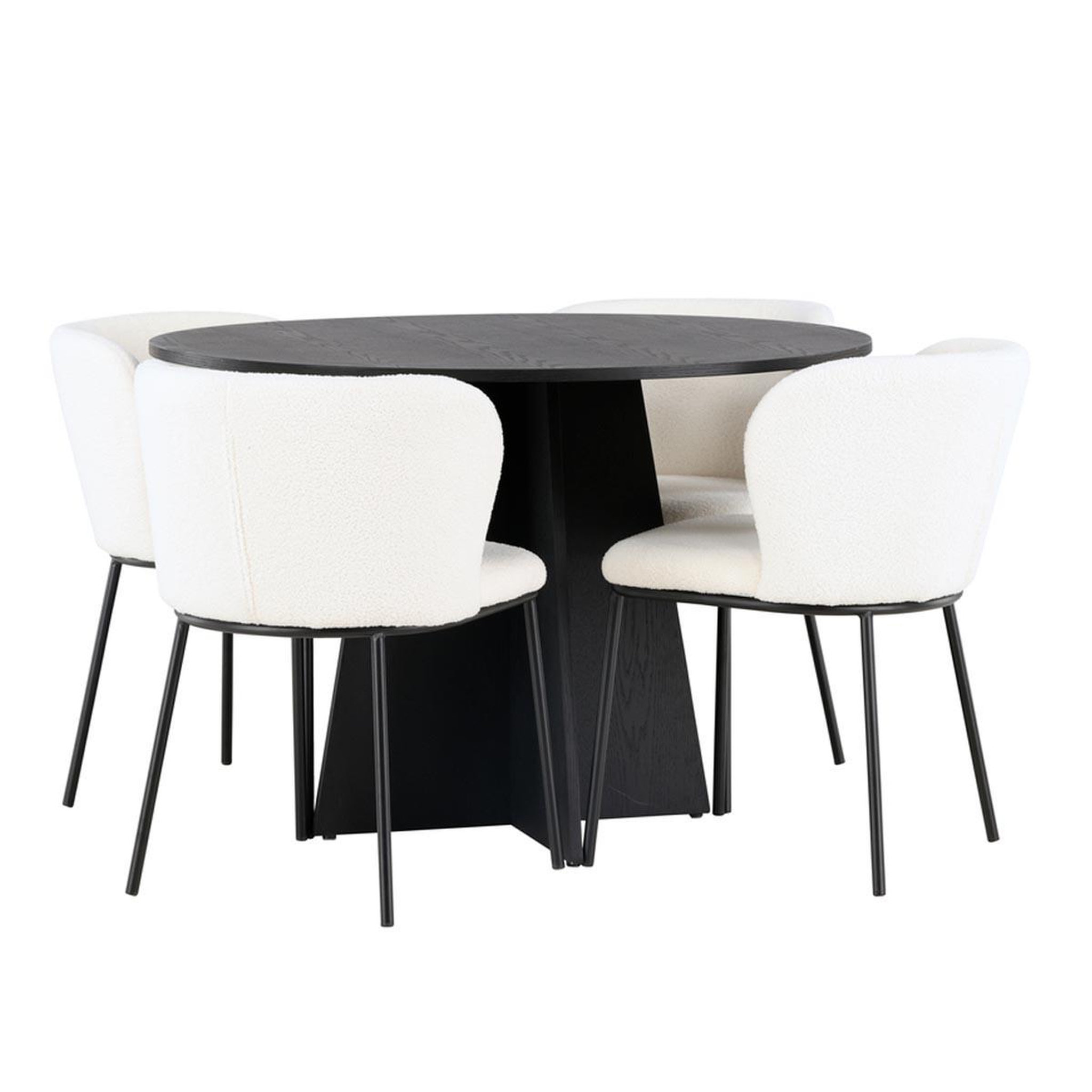 Paris Prix Ensemble table à manger & 4 chaises  bootcut & edina  110cm noir & blanc