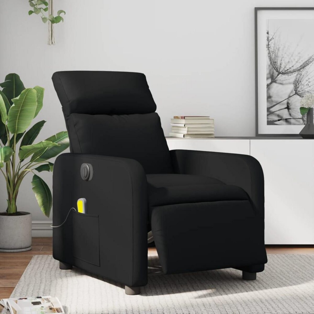VIDAXL Fauteuil de massage inclinable electrique noir similicuir