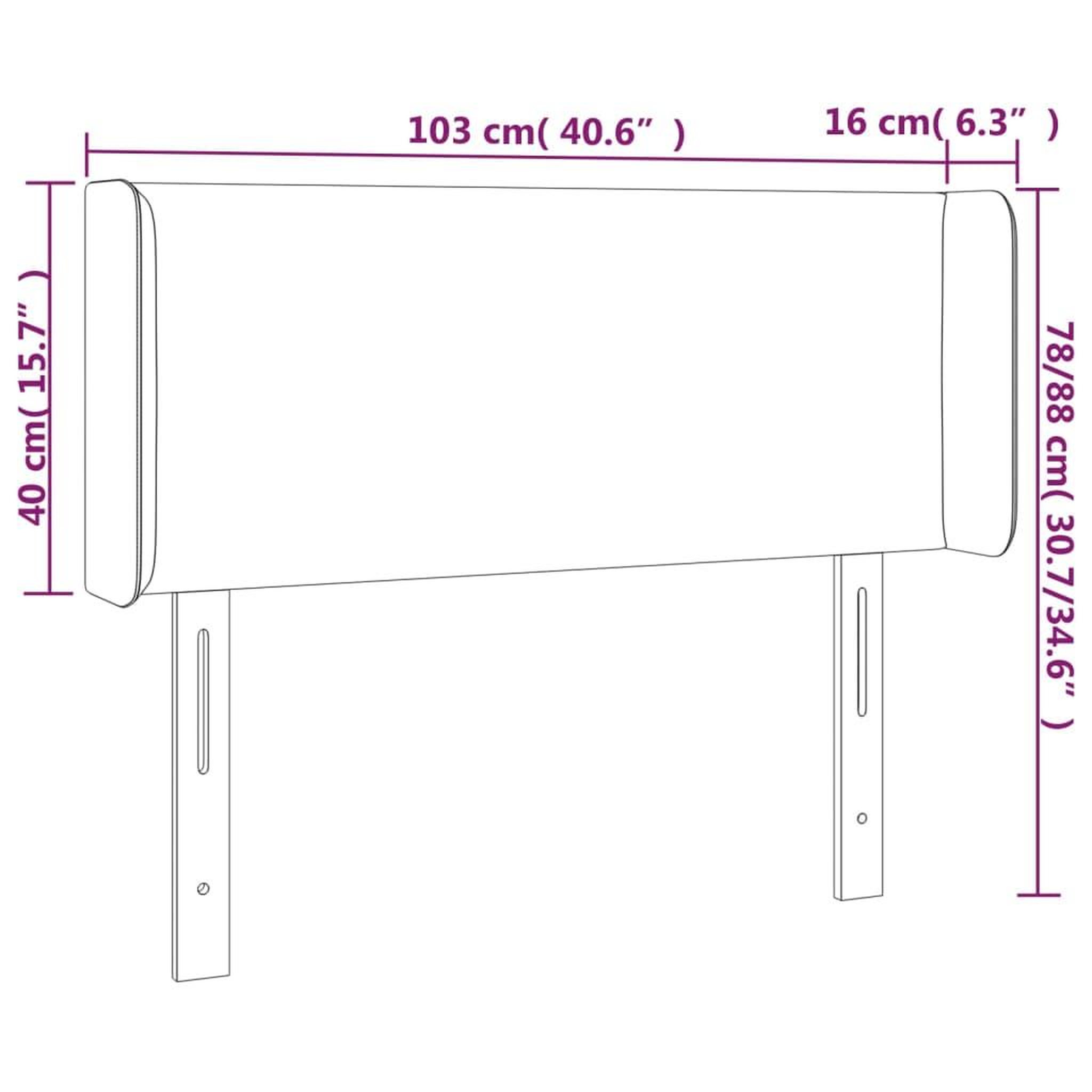 Voir la diapositive 6 : VIDAXL Tete de lit a LED Gris fonce 103x16x78/88 cm Tissu