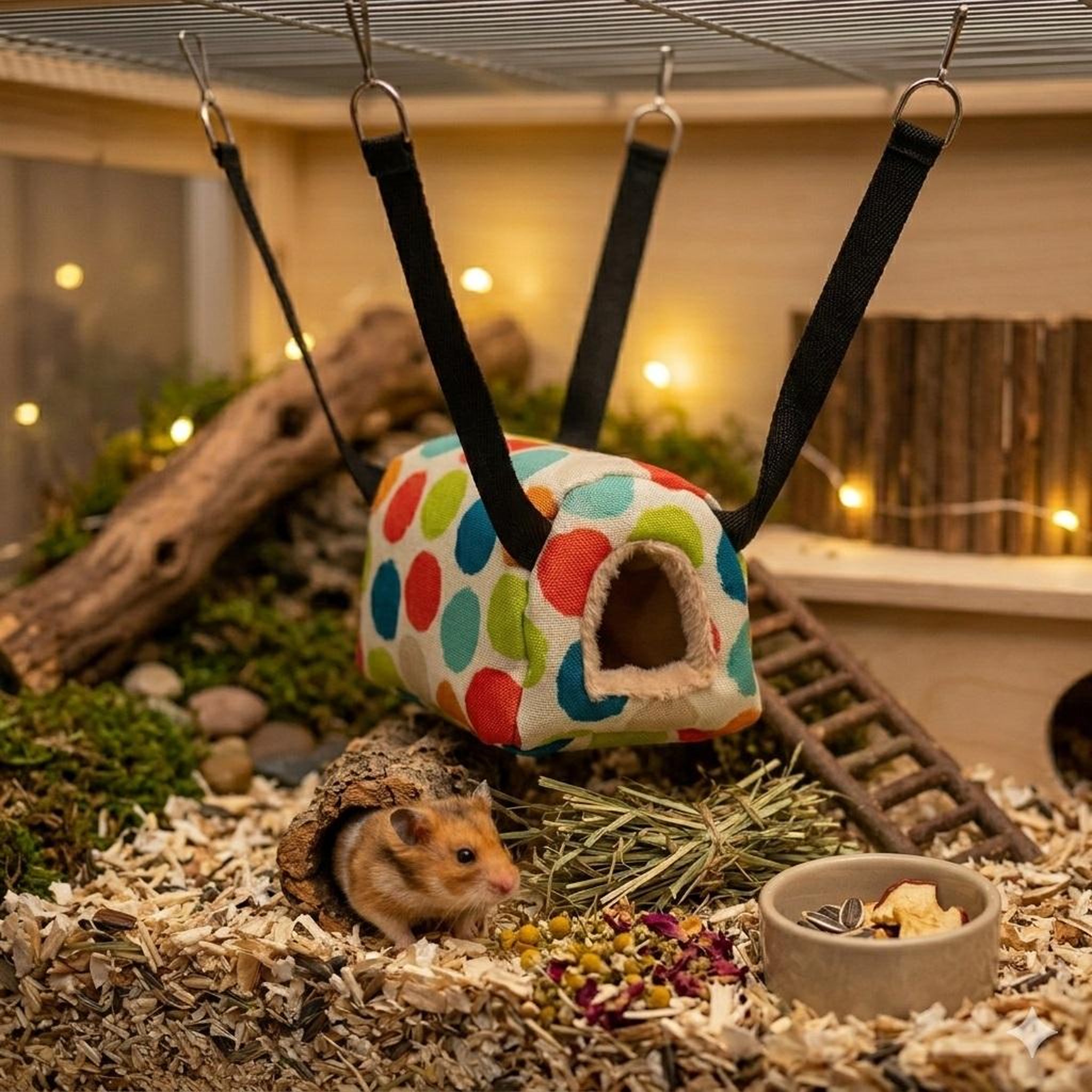 Voir la diapositive 2 : Eden Maison suspendue fizi pour hamster en tissu rembourré