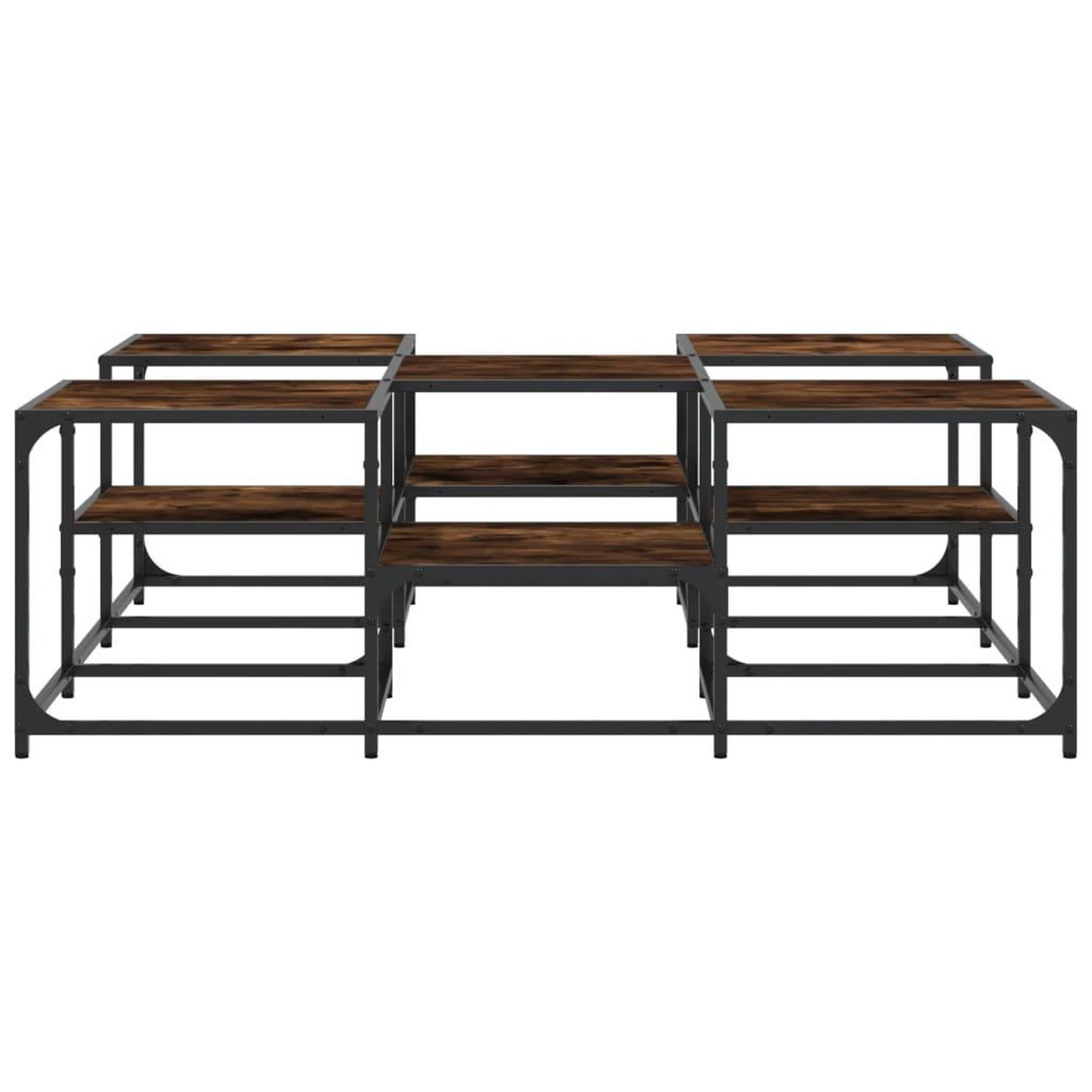Voir la diapositive 5 : VIDAXL Table basse chene fume 121x121x40 cm bois d'ingenierie