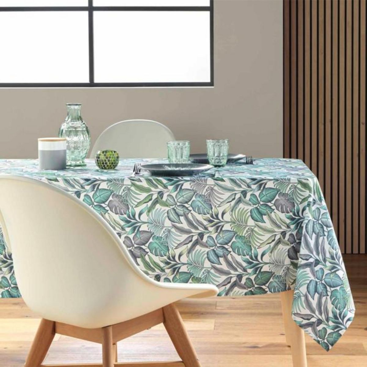 Paris Prix Nappe Antitache Imprimé  Stylis  145x240cm Vert