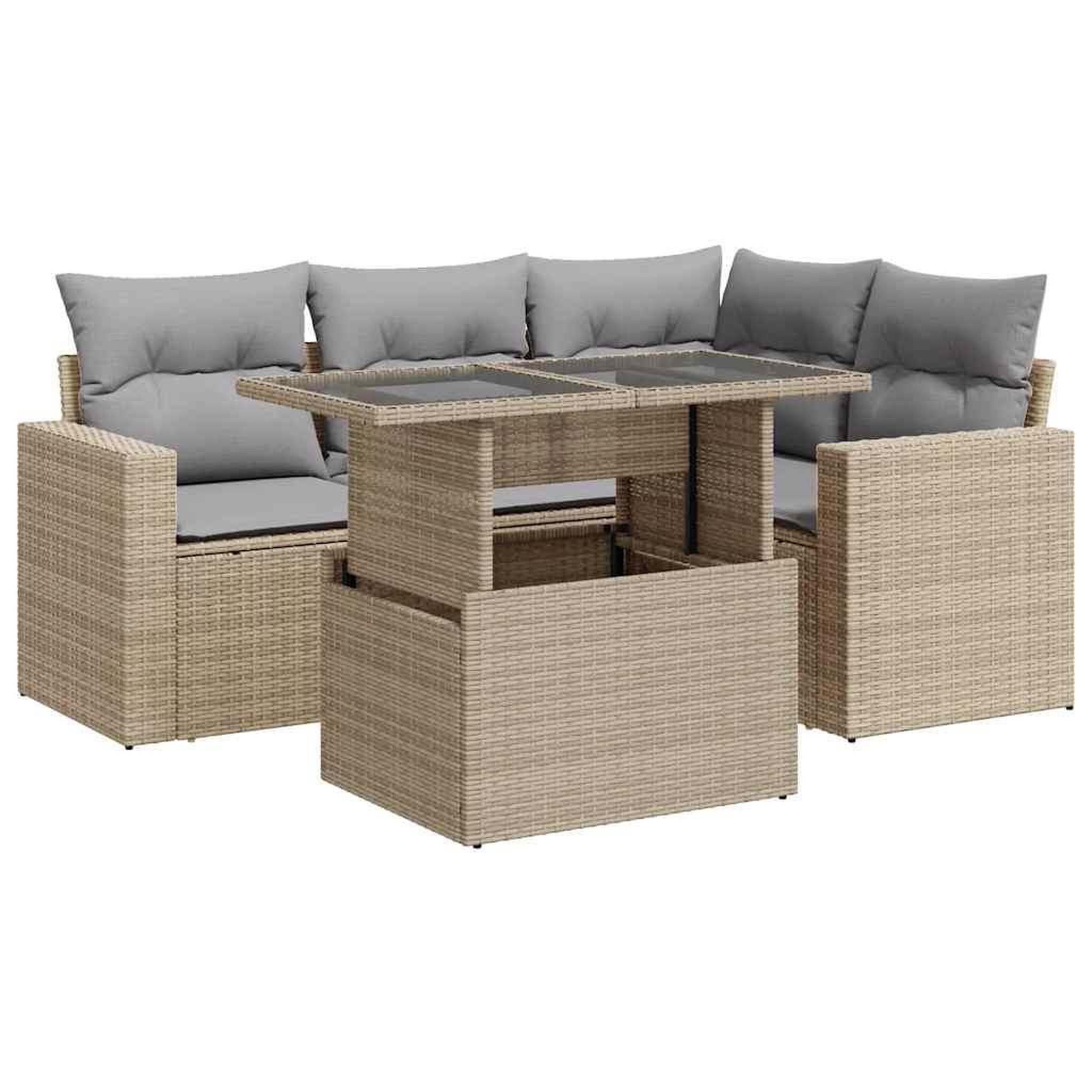 Voir la diapositive 2 : VIDAXL Salon de jardin avec coussins 5 pcs beige resine tressee