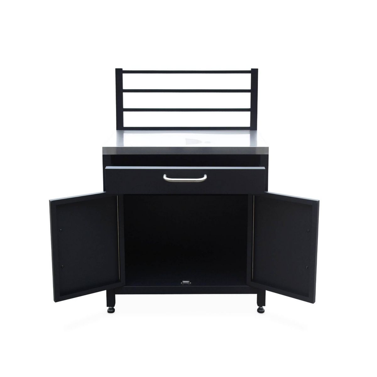 SWEEEK Meuble de cuisine extérieure en acier avec 1 tiroir et 1 porte et 1 grille de suspension L80