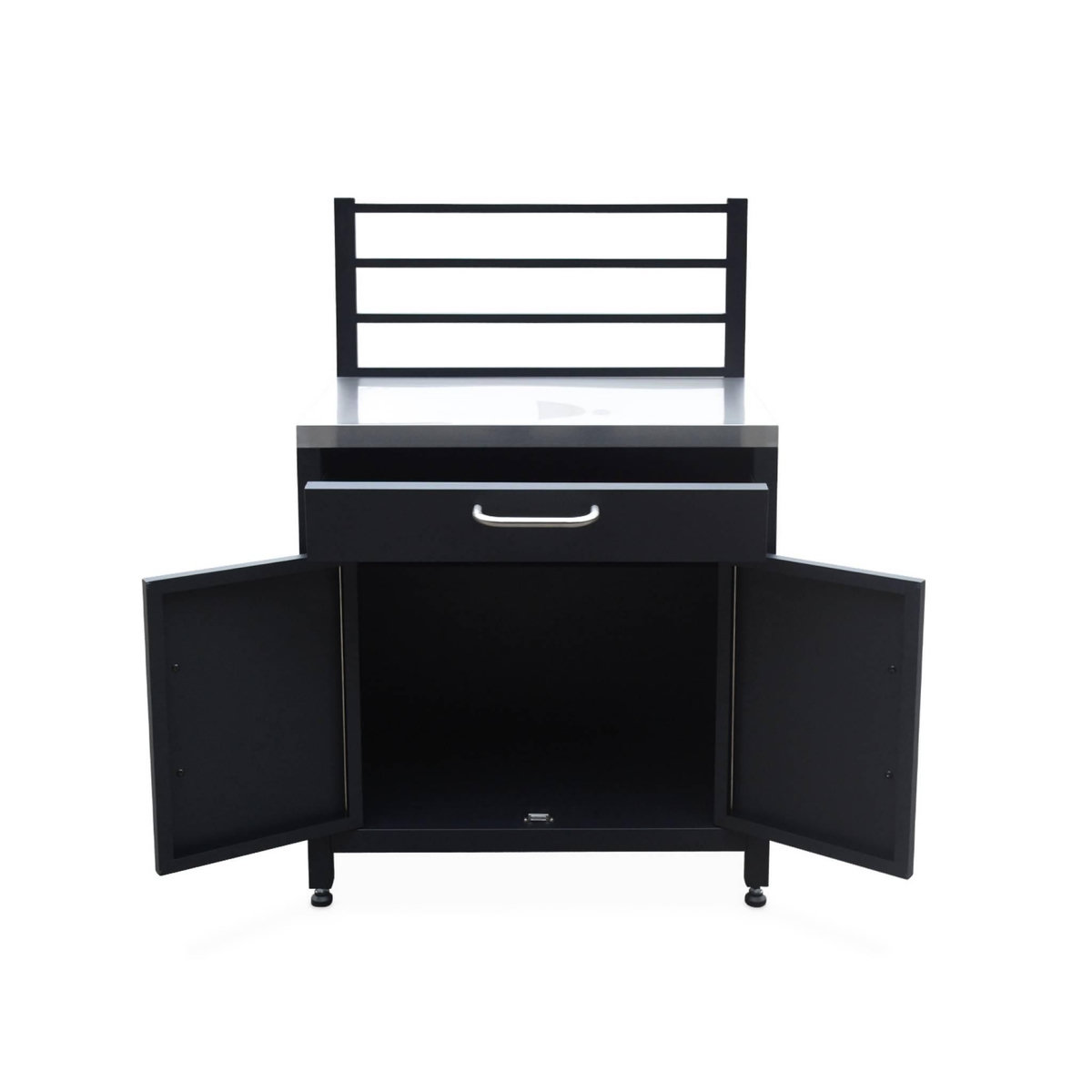 SWEEEK Meuble de cuisine extérieure en acier avec 1 tiroir et 1 porte et 1 grille de suspension L80