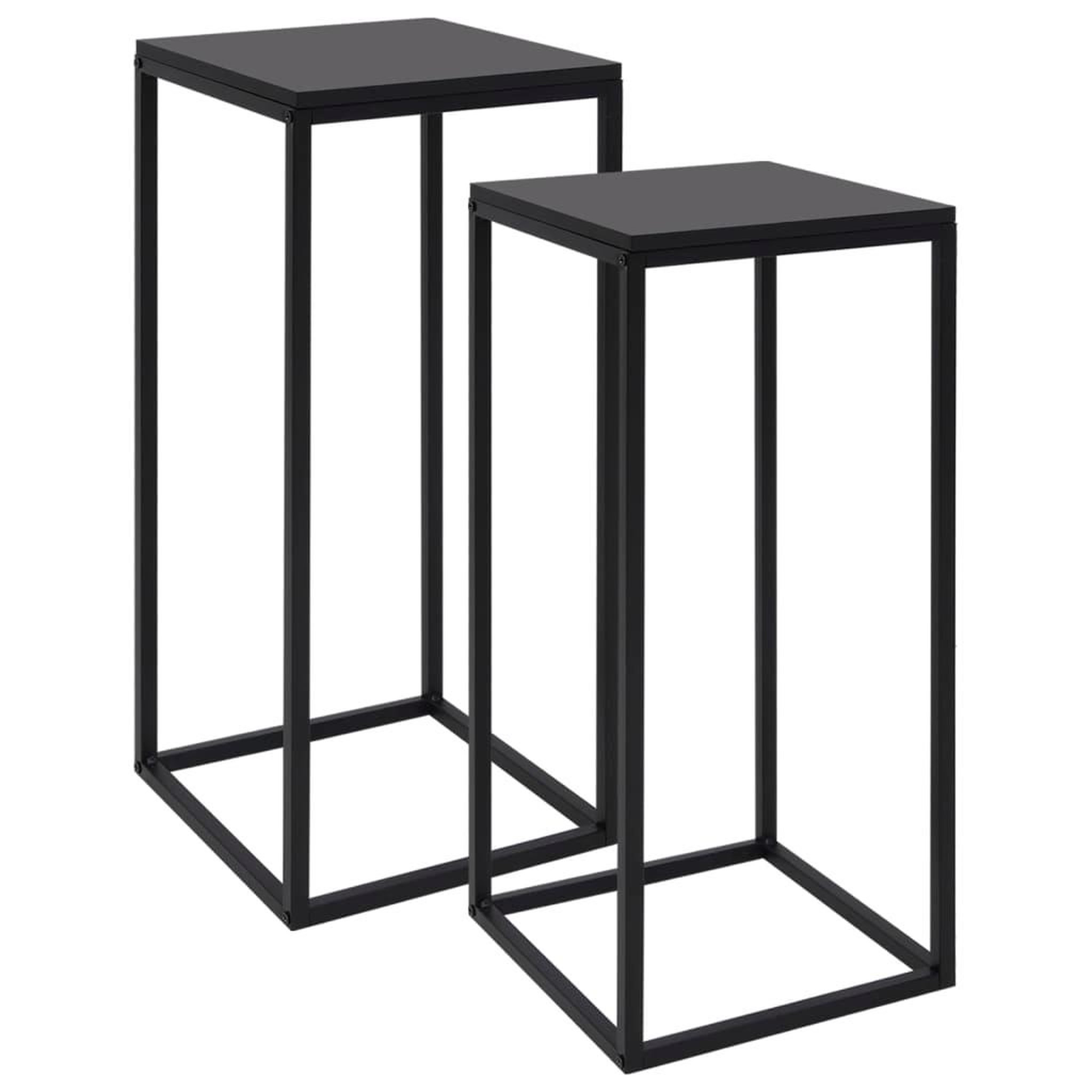 VIDAXL Tables d'appoint 2 pcs noir acier