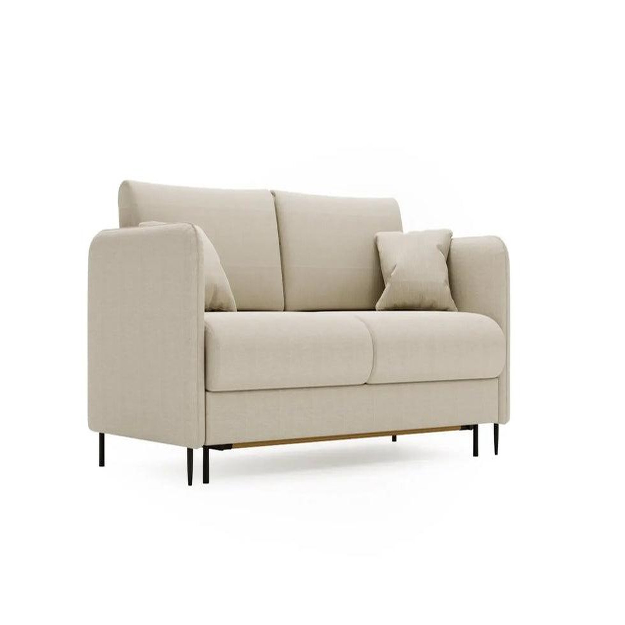 CASANOVA PARIS Vicky ii - canapé droit convertible tissu lisse 2 places. Coloris disponibles : Bleu, Beige, Marron, Gris, Vert