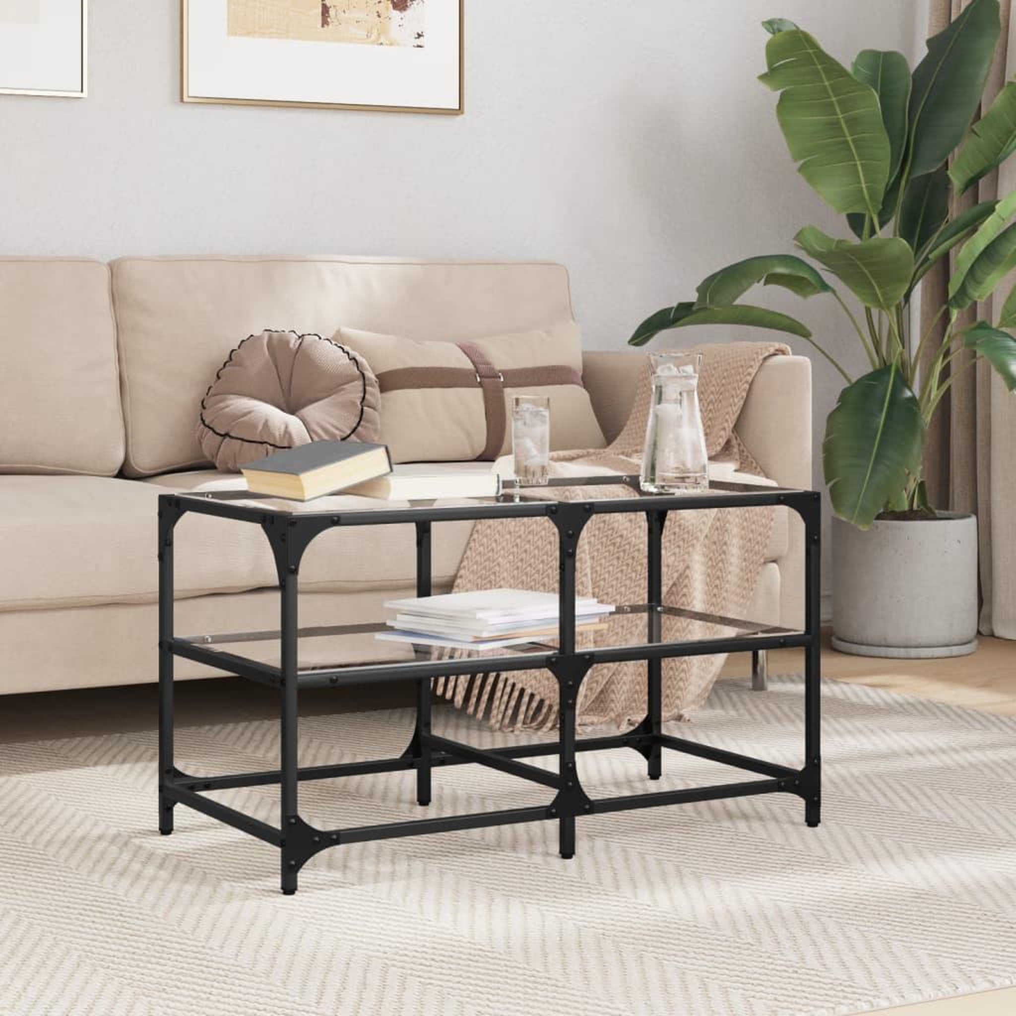 VIDAXL Table basse avec dessus en verre transparent 78,5x40x45cm acier