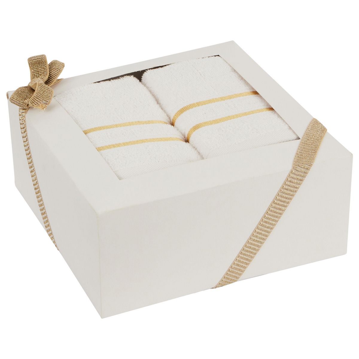 ACTUEL Coffret cadeau 2 serviettes 30x50 + 2 serviettes 50x90 en coton liteau doré 