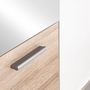 Voir la diapositive 5 : MARKET24 Armoire battante - Panneaux de particules - Blanc et chene - 3 portes et 2 tiroirs + miroir - L 121 x P 54 x H 200,1 cm - SELKEA