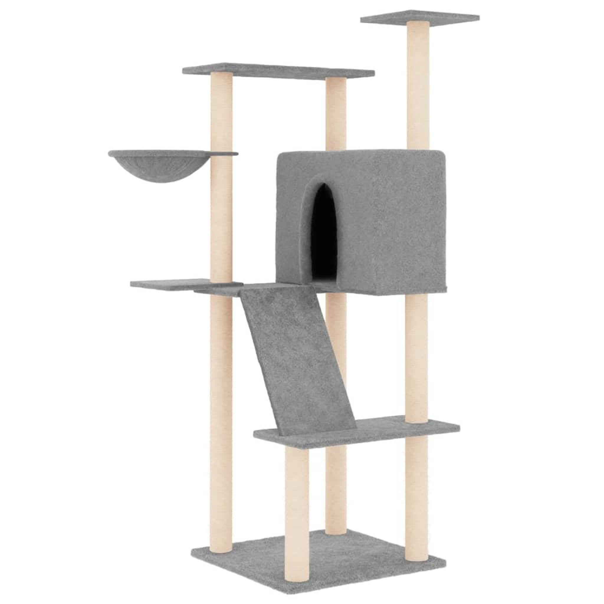 Voir la diapositive 2 : VIDAXL Arbre a chat avec griffoirs en sisal gris clair 143 cm