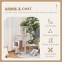 Voir la diapositive 5 : PAWHUT Arbre à chats design contemporain griffoirs grattoirs sisal naturel centre d'activités niche plate-formes jeu boules suspendues 71L x 49l x 120H cm MDF hêtre clair
