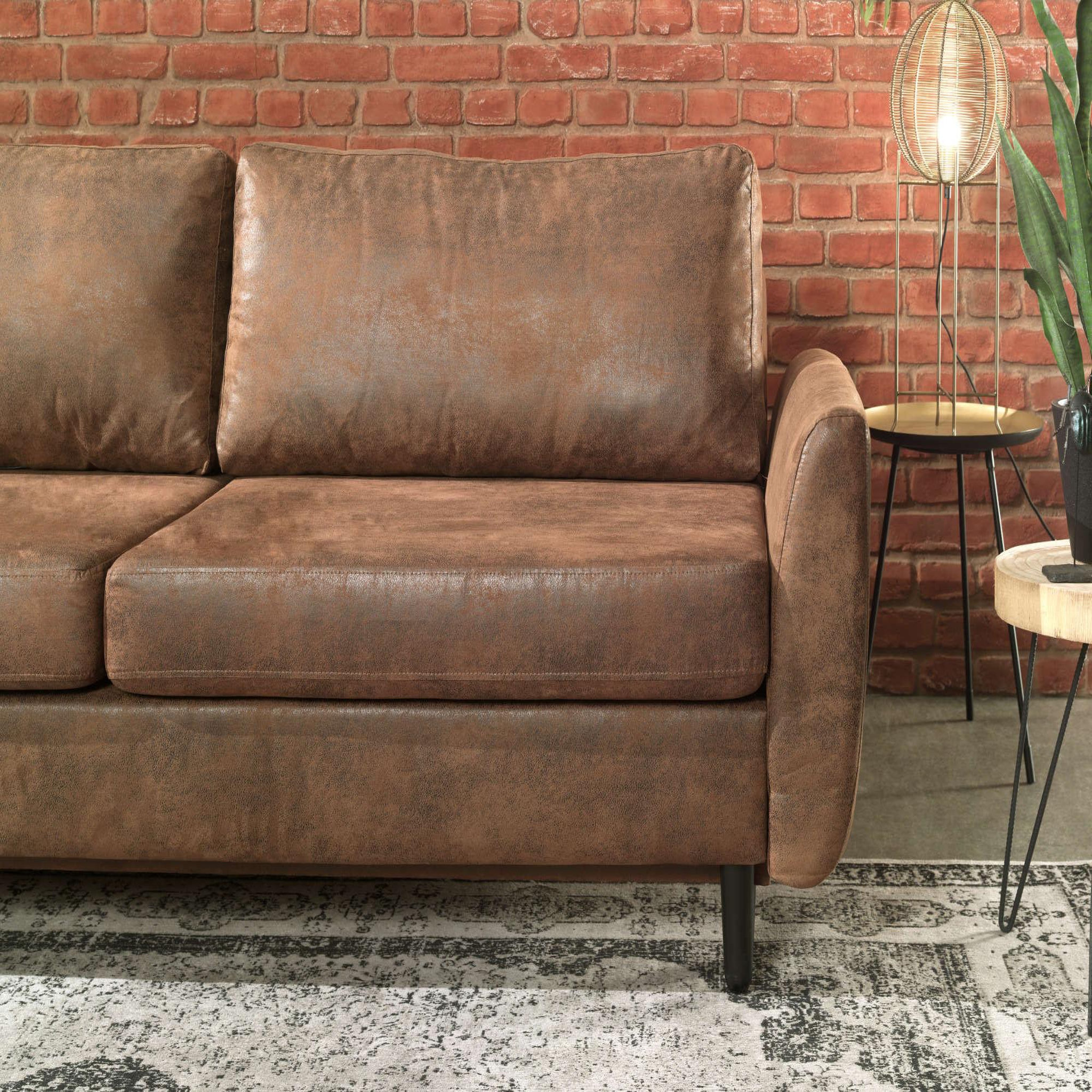 Voir la diapositive 5 : BEST MOBILIER Dan - canapé droit 3 places convertible - style industriel - avec coffre de rangement