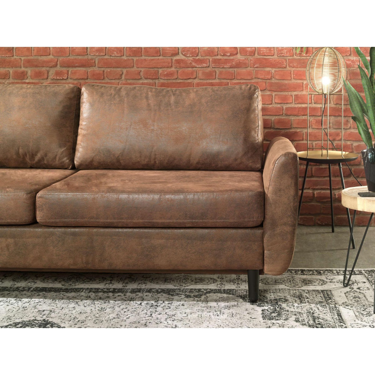 LISA DESIGN Dan - canapé droit 3 places convertible - style industriel - avec coffre de rangement